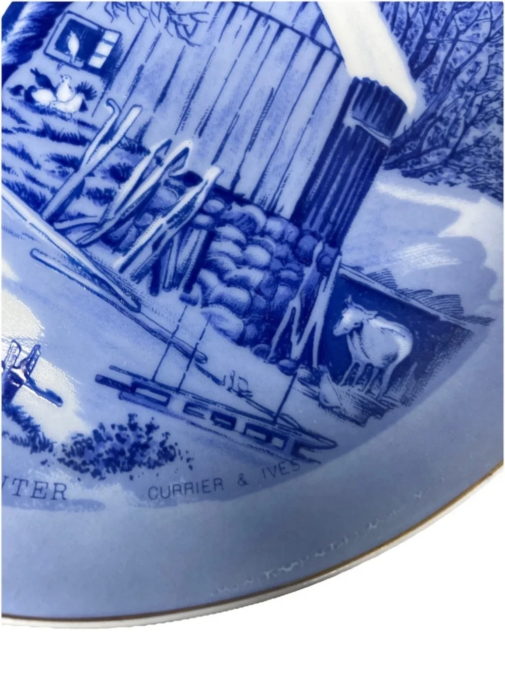 Vintage The Old Homestead In Winter By Currier & Ives Porcelain Decorative Plate